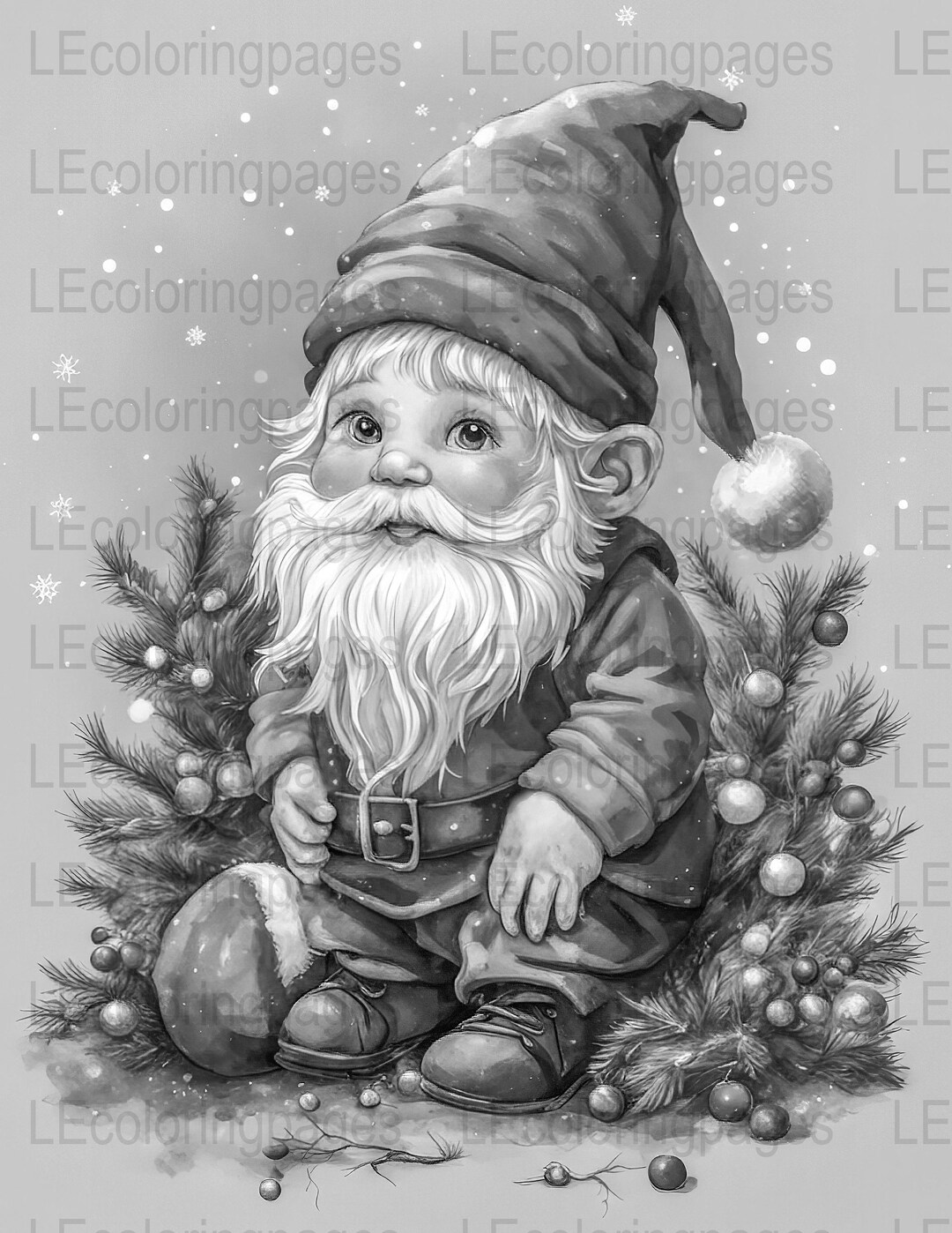 Christmas Gnome Printable Coloring Page for Adults 66 Instant Download ...