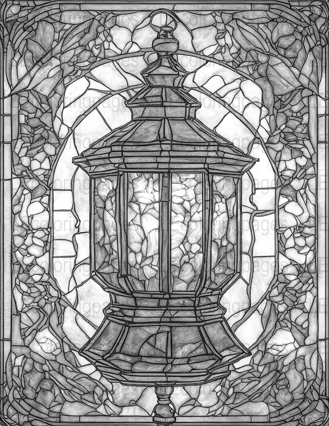 Fantasy Lantern Printable Coloring Page for Adults #62, Jpg 300dpi ...