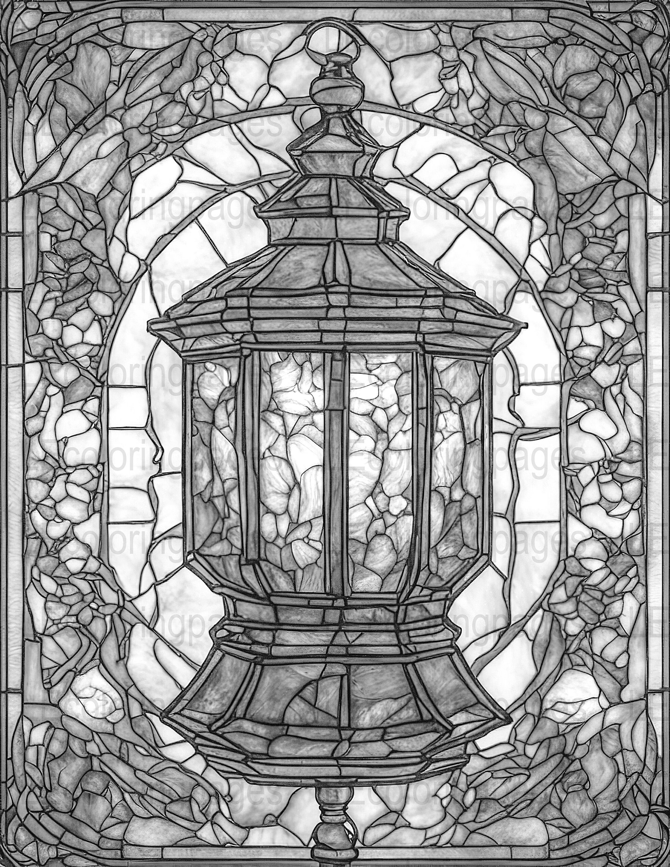 Fantasy Lantern Printable Coloring Page for Adults 62, Jpg 300dpi ...