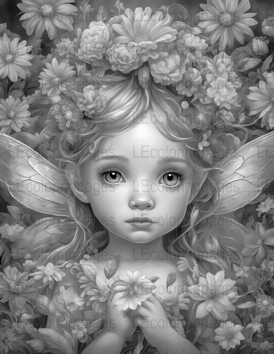 Enchanting Baby Fairy Coloring Page for Adults 28 Instant Download