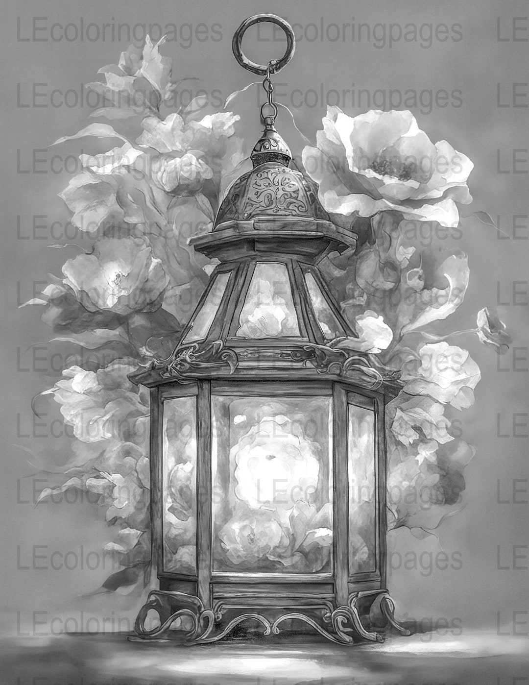 Fantasy Lantern Printable Coloring Page for Adults 88, Jpg 300dpi ...