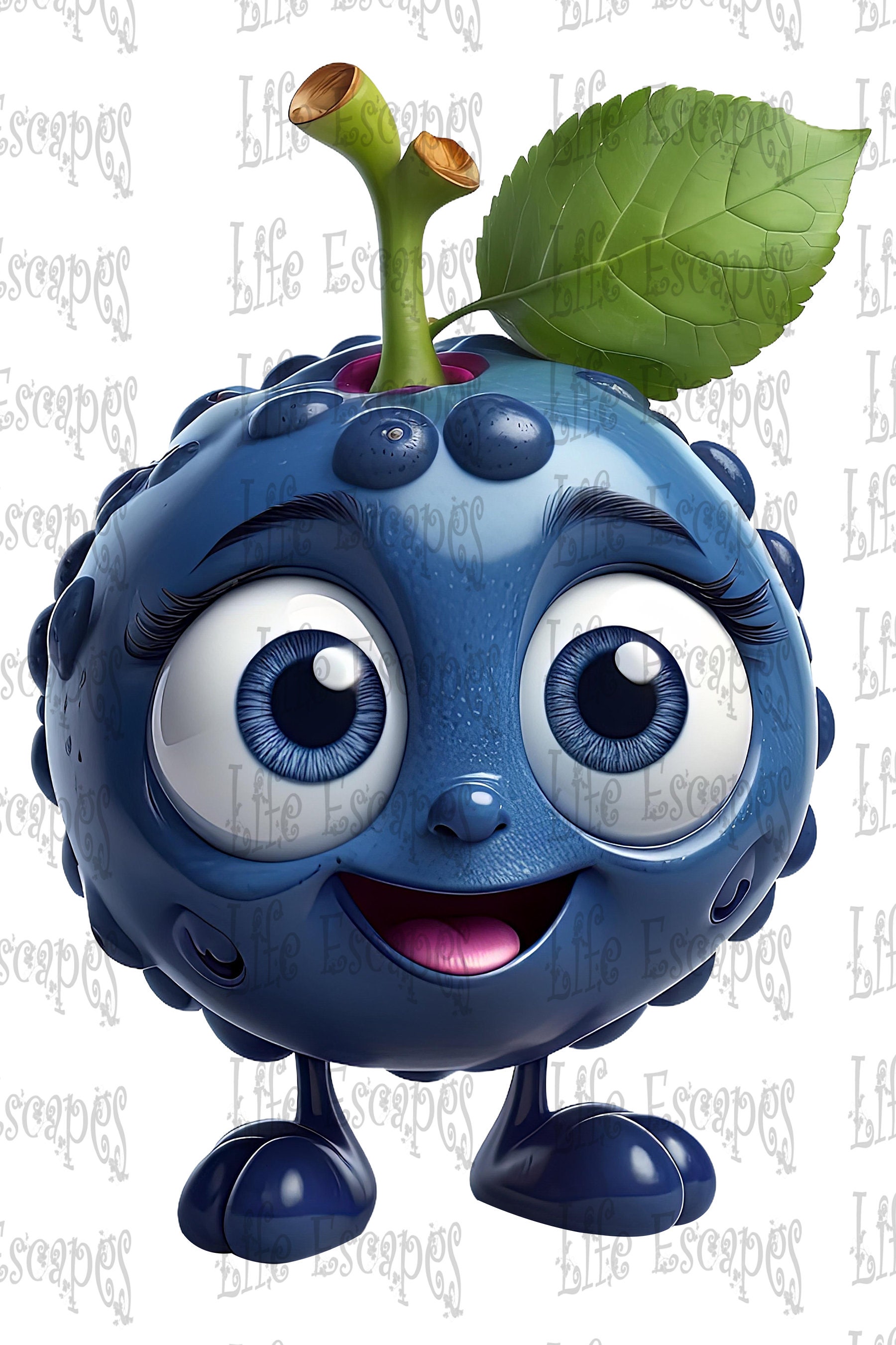 Cute Blueberry Cartoon Clipart, Transparent PNG (digital Download) - Etsy