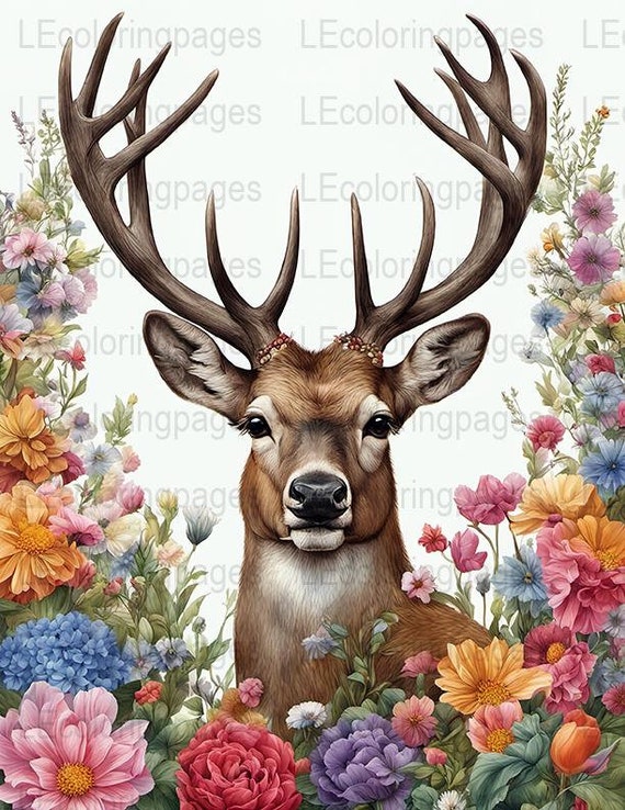 Large Wallet- Antlers and Flowers Large Wallet- Antlers and Flowers