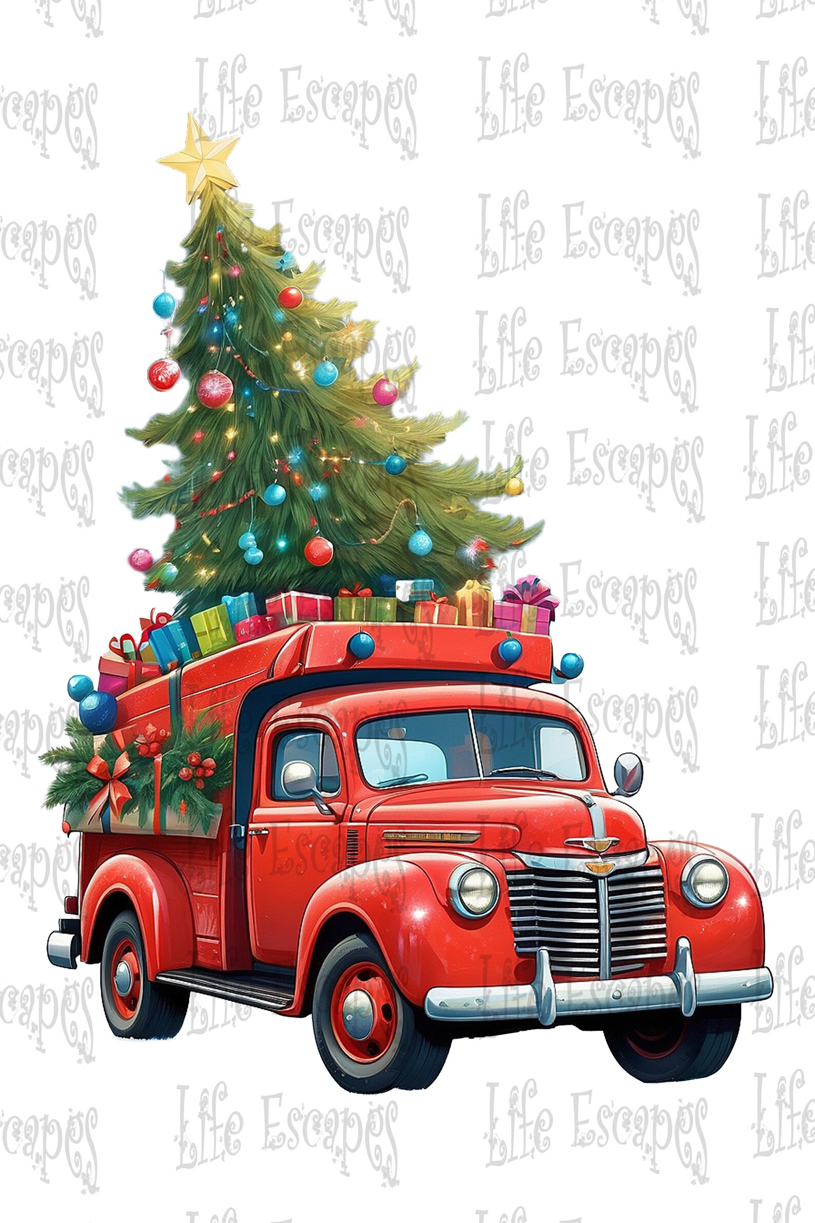 Printable Christmas Truck Clipart Set - Set #1, PNG, Commercial Use ...