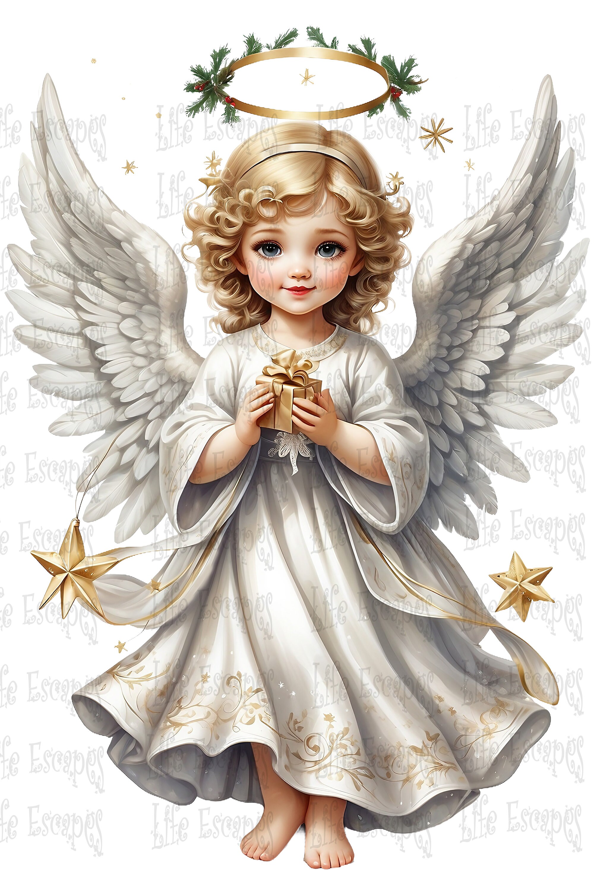 Printable Christmas Angels Clipart Set Set 1, PNG, Commercial Use ...