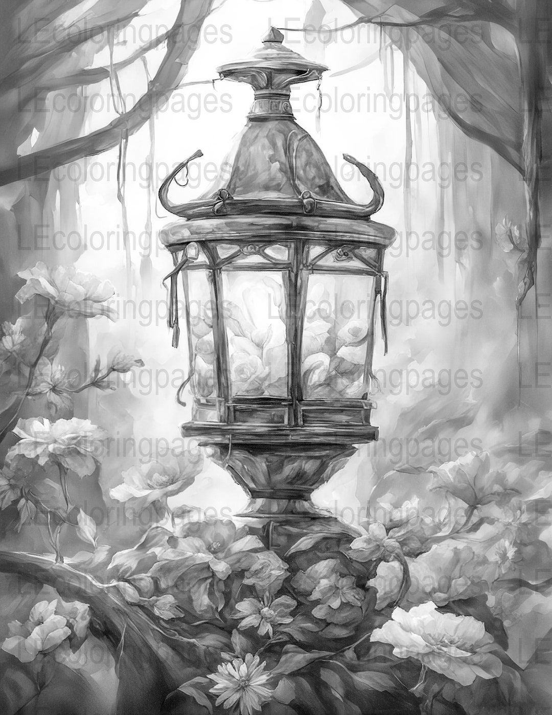 Fantasy Lantern Printable Coloring Page for Adults 12 Jpg - Etsy