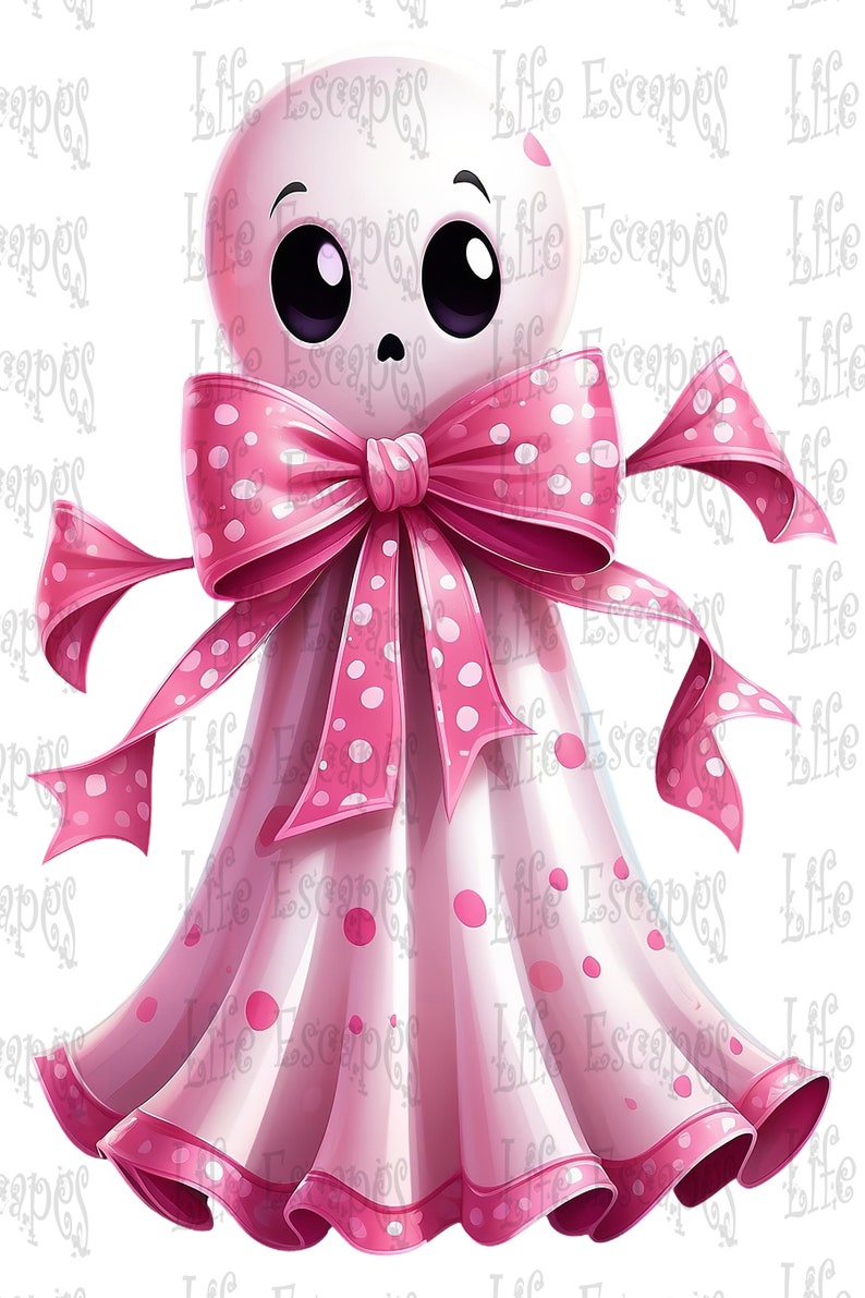 Pink Polka Dot Ghost Clipart, Halloween PNG (commercial Use) - Etsy