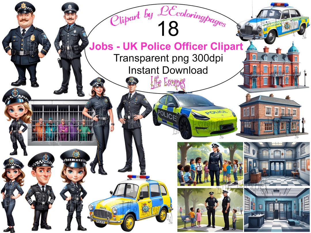 UK Police Officer Clipart Educational Teaching Resource Instant 