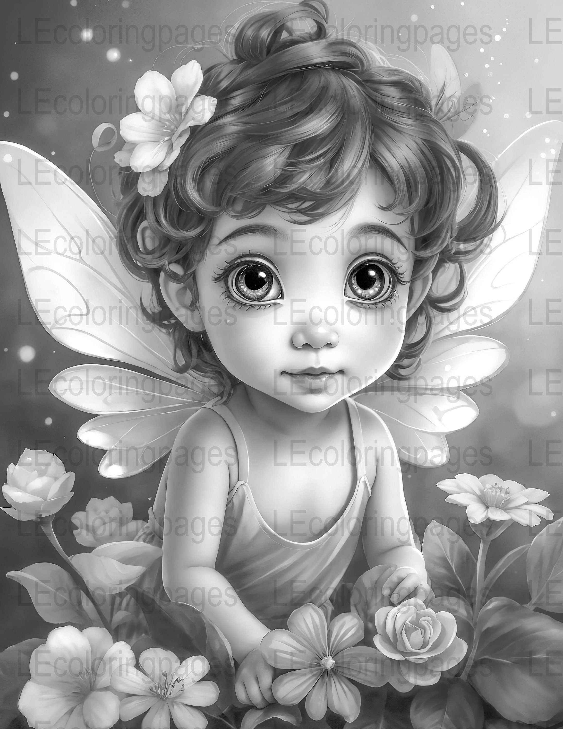 Enchanting Baby Fairy Coloring Page for Adults 77 Instant Download ...