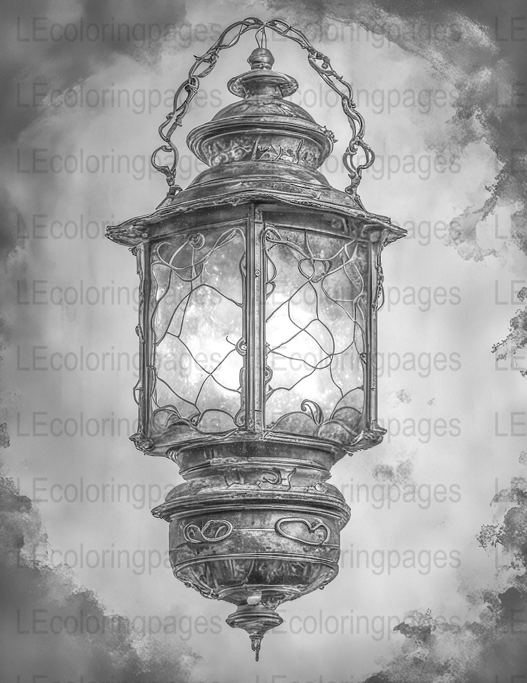 Fantasy Lantern Printable Coloring Page for Adults 40, Jpg 300dpi ...