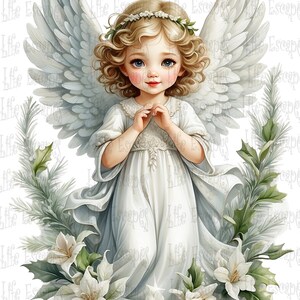 Printable Christmas Angels Clipart Set - Set #1, PNG, Commercial Use, Digital Download, 8 Images ...