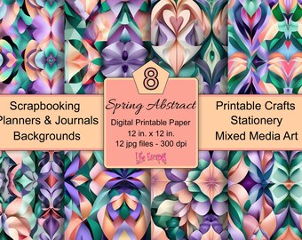 Spring Abstract Paper, Scrapbook Planner Backgrounds (Digital Download)