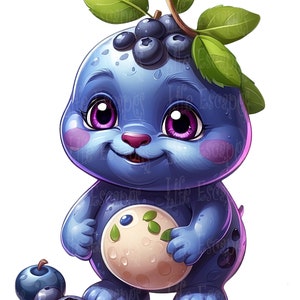 Cute Blueberry Characters Clipart, Whimsical Fruit Illustrations ...