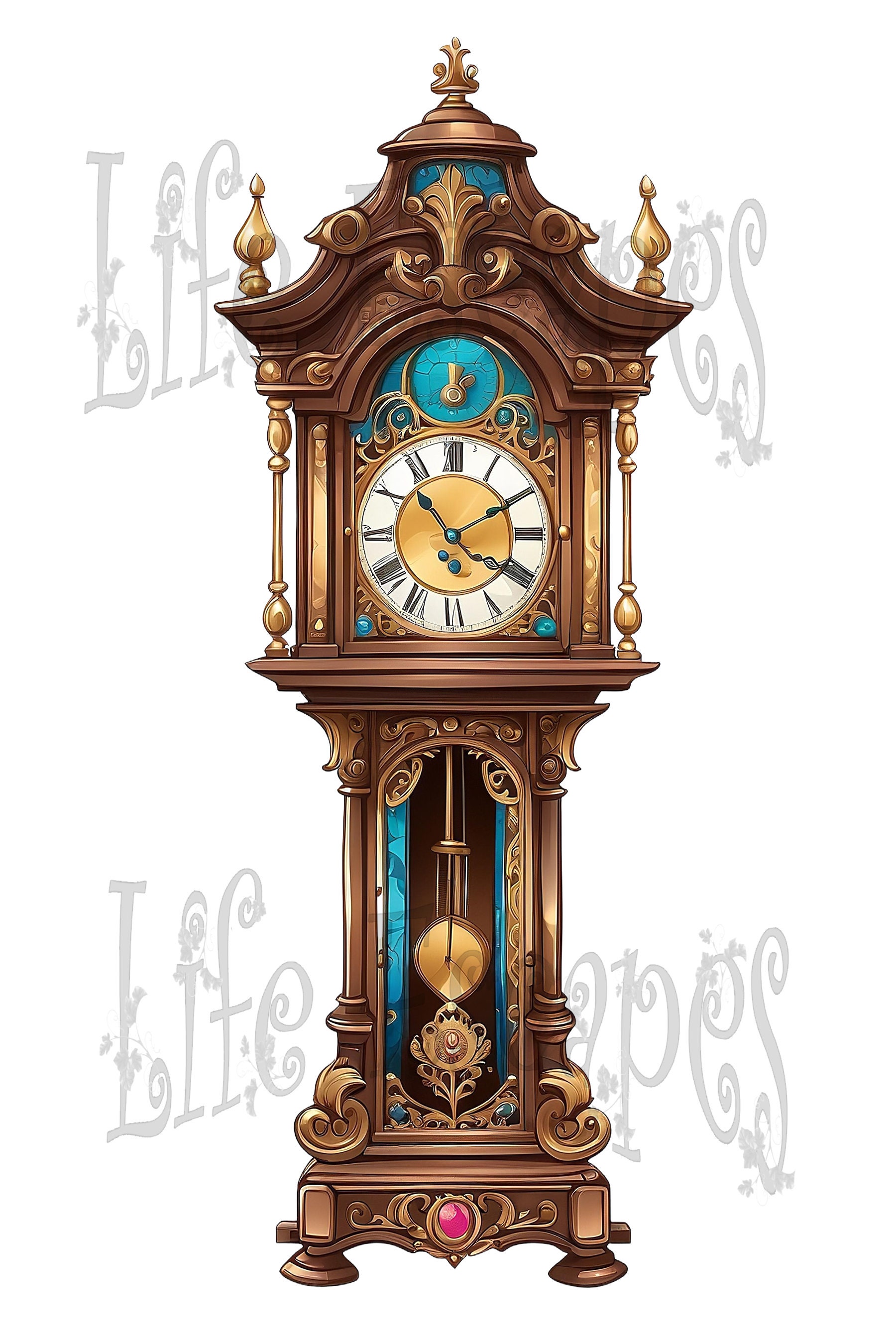 Printable Grandfather Clock Clipart Bundle Set 4, PNG, Commercial Use ...
