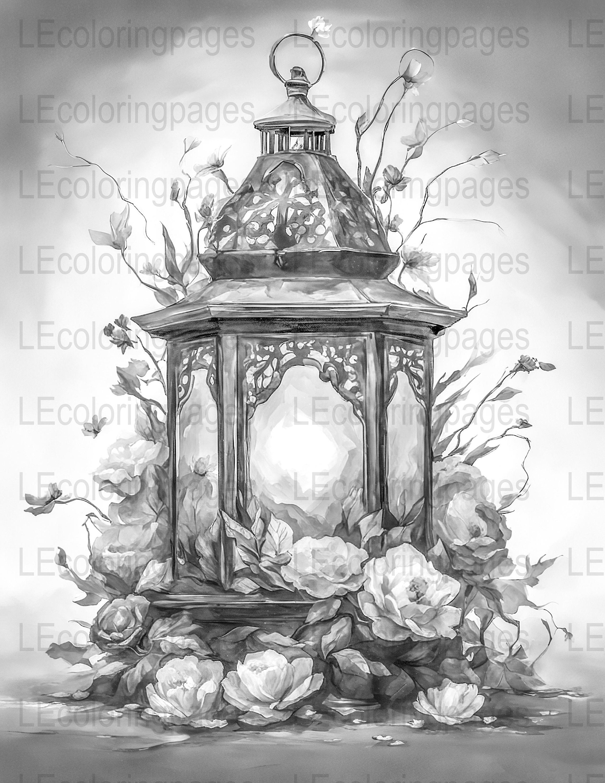 Fantasy Lantern Printable Coloring Page for Adults 30 Jpg - Etsy