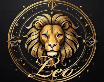 Zodiac Sign Leo Black and Gold 20 oz Skinny Tumbler Sublimation Print, Straight Wrap, Tumbler Wrap, Tumbler Png, Instant Download