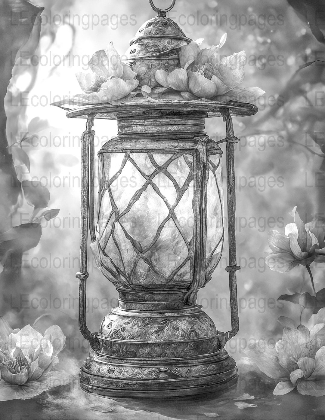 Fantasy Lantern Printable Coloring Page for Adults #28, Jpg 300dpi ...