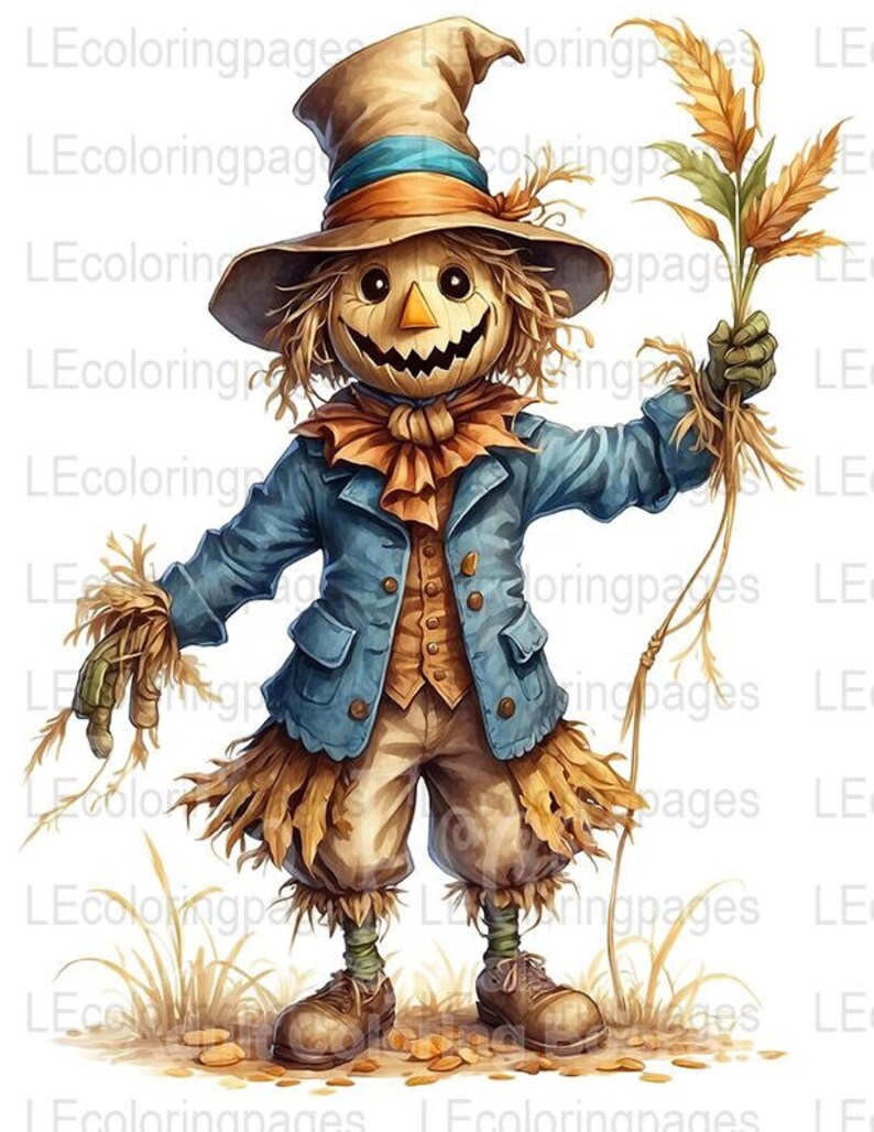 Whimsical Scarecrow Grayscale Coloring Page For Adults 52 Instant whimsical-scarecrow-grayscale-coloring-page-for-adults-52-instant