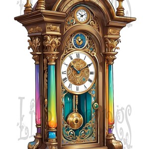 Printable Grandfather Clock Clipart Bundle - Set #4, PNG, Commercial ...