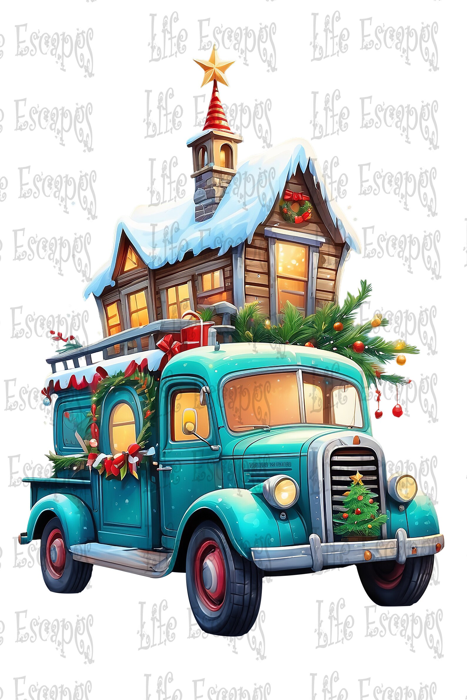 Printable Christmas Truck Clipart Set - Set #1, PNG, Commercial Use ...