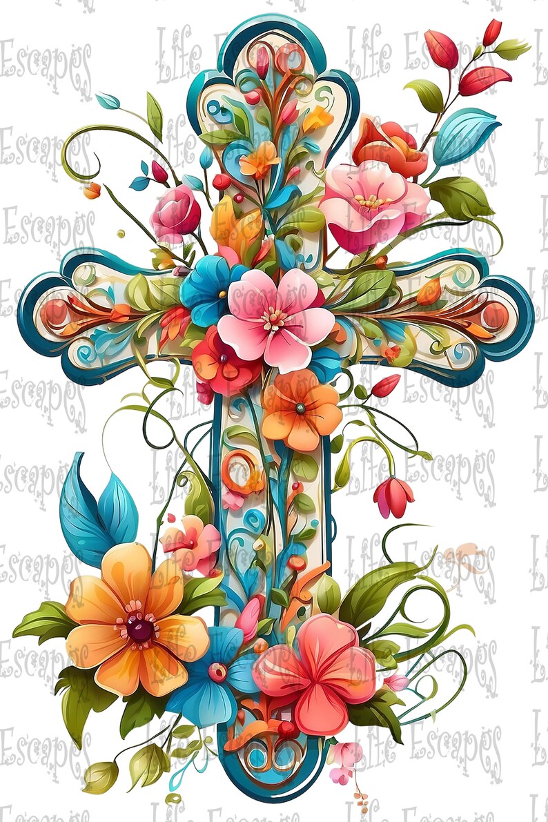Printable Floral Cross Clipart Bundle Set 1, PNG, Commercial Use ...
