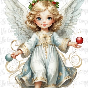 Printable Christmas Angels Clipart Set - Set #1, PNG, Commercial Use, Digital Download, 8 Images ...
