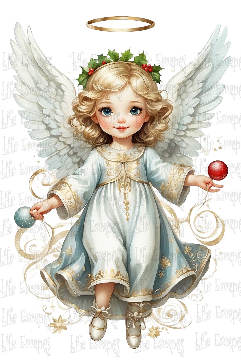 Printable Christmas Angels Clipart Set Set 1, PNG, Commercial Use, Digital Download, 8 Images ...