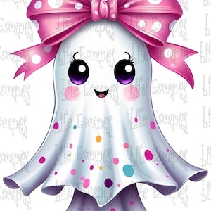 Pink Polka Dot Ghost Clipart, Halloween PNG (commercial Use) - Etsy