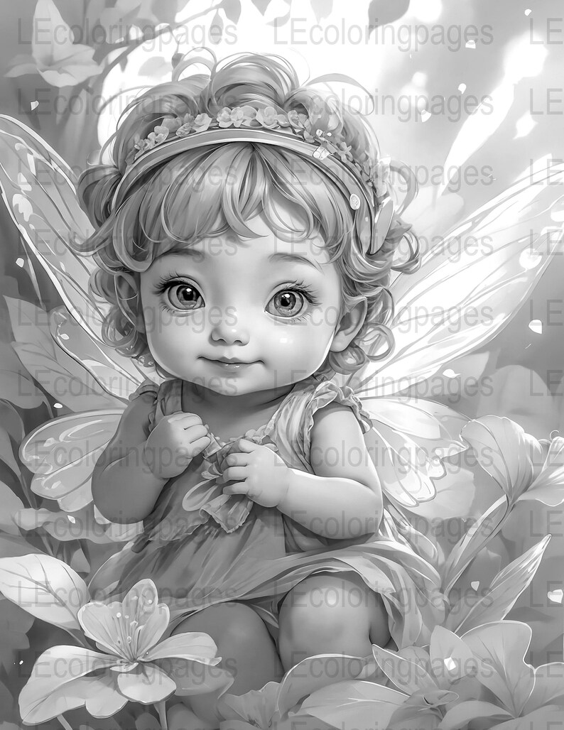 Enchanting Baby Fairy Coloring Page for Adults 69 Instant Etsy