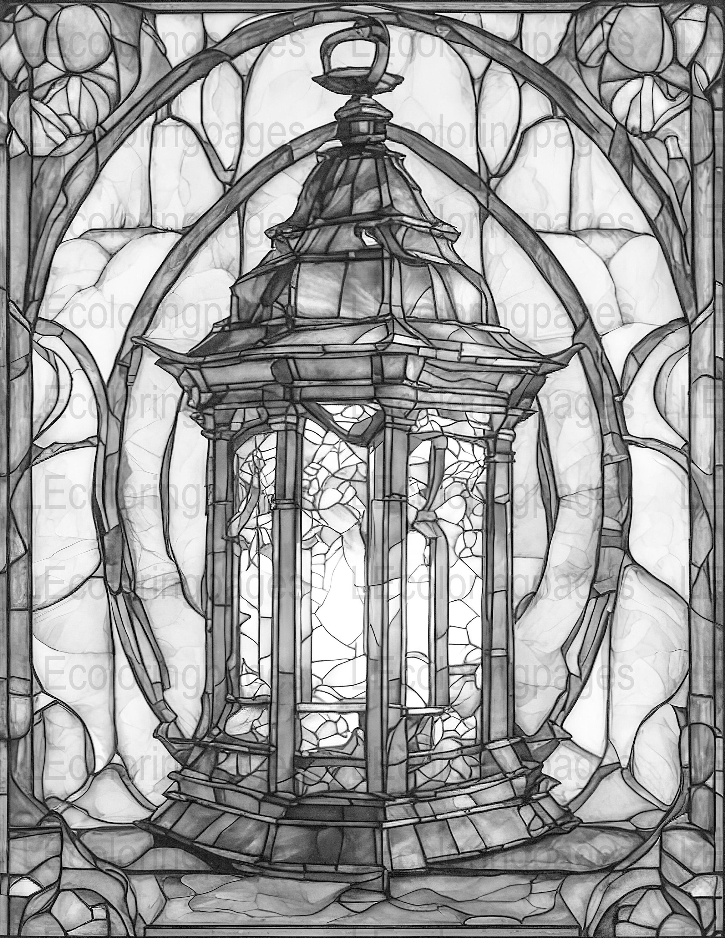 Fantasy Lantern Printable Coloring Page for Adults 98, Jpg 300dpi