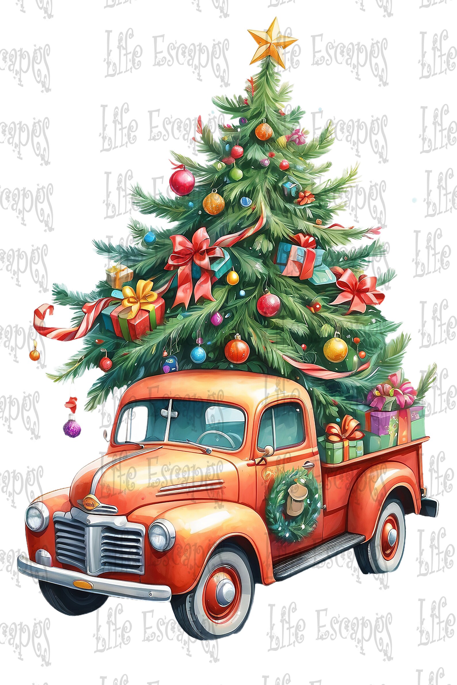 Printable Christmas Truck Clipart Set - Set #1, PNG, Commercial Use ...