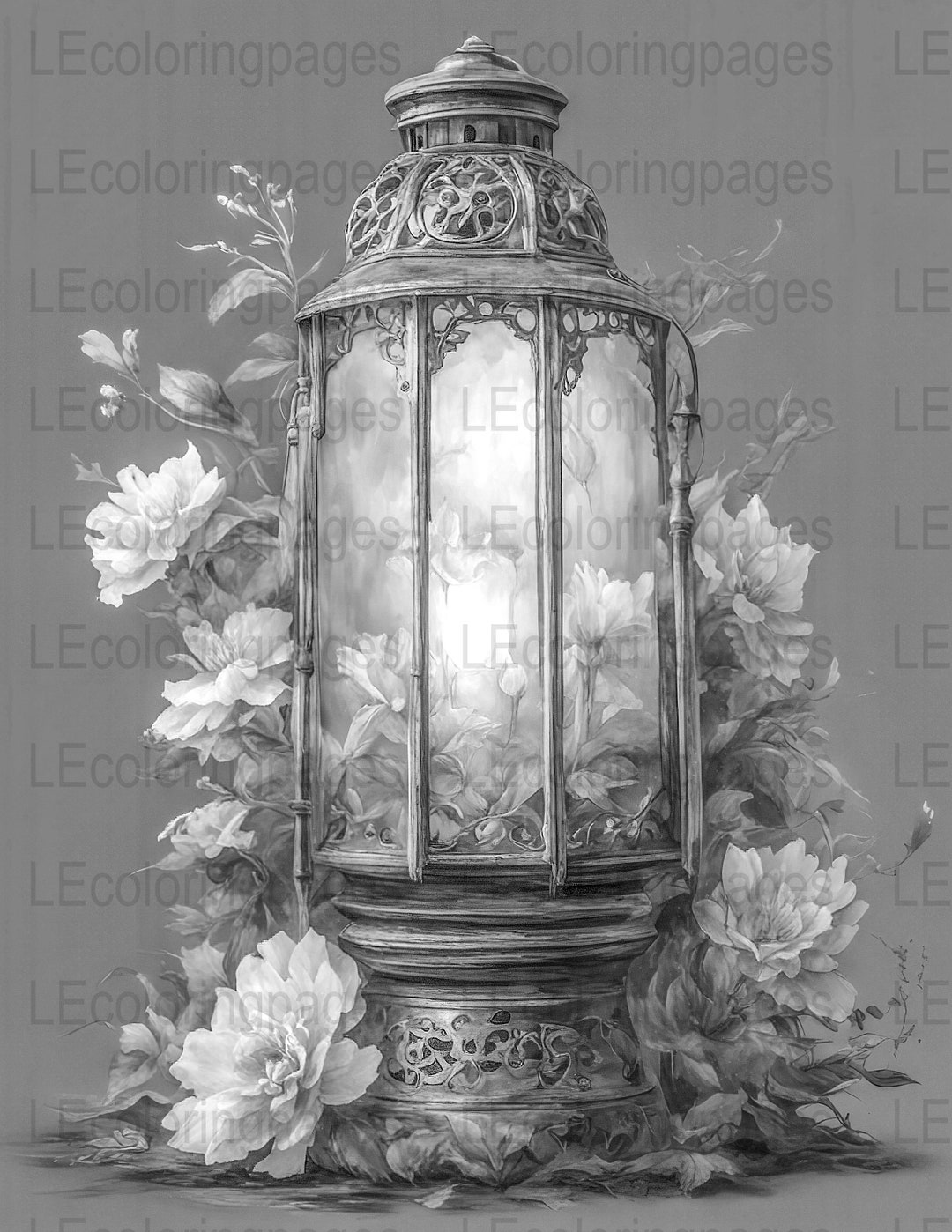 Fantasy Lantern Printable Coloring Page for Adults 18, Jpg 300dpi ...