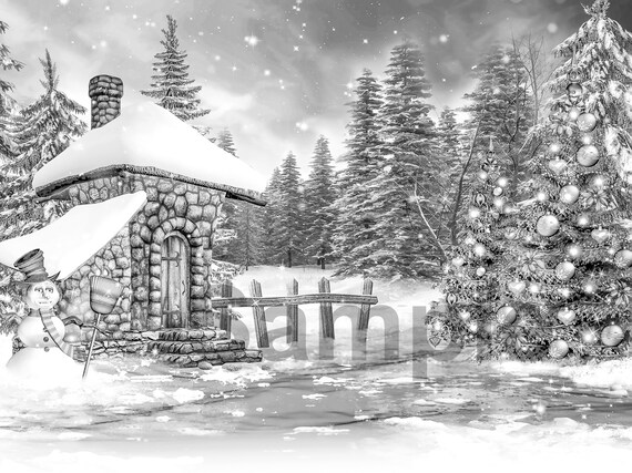 Christmas Scene Coloring Pages