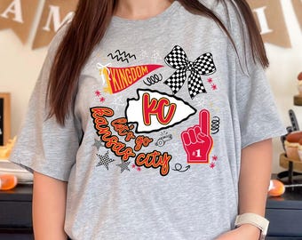 Adult Kansas City Fan Doodle Shirt | Handmade Game Day Tee | Unisex Football T-Shirt | Sizes Small–2XL
