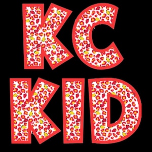 KC Kid Leopard Letters Kansas City Football PNG Instant Download, Sublimation Digital Design