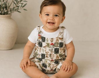 Mushroom Patchwork Tie Knot Overalls
