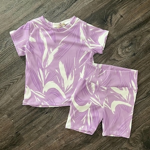 Purple lounge set, infant two piece sleepwear, Handmade lounge set