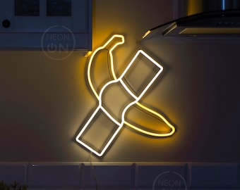 Led-neonreclame banaan ducttape: Cattelan 'komiek' kunstdecor
