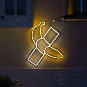 Banana taped to a wall Neon Sign decor, Wall Art, Room Decor, Neon Led Light, Neon Bar Sign,Bedroom art decor, gift  Art, neon sign