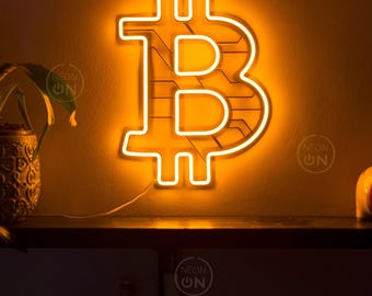 Bitcoin Led Neon Sign, Light Up Crypto Coin Sign, Trading Office Decor, Gift For Trader, Trading Theme Wall Decor