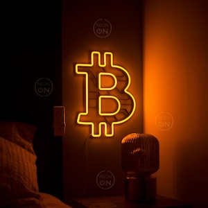 Insegna al neon Bitcoin Trading, decorazione murale per il trading, regalo per trader, arte murale per criptovalute, decorazione murale per trader, decorazione murale per criptovalute, arte, decorazione per insegne al neon