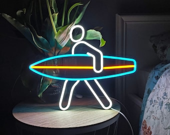 Surf Neon Sign: LED Wave Art, Beach Room Decor