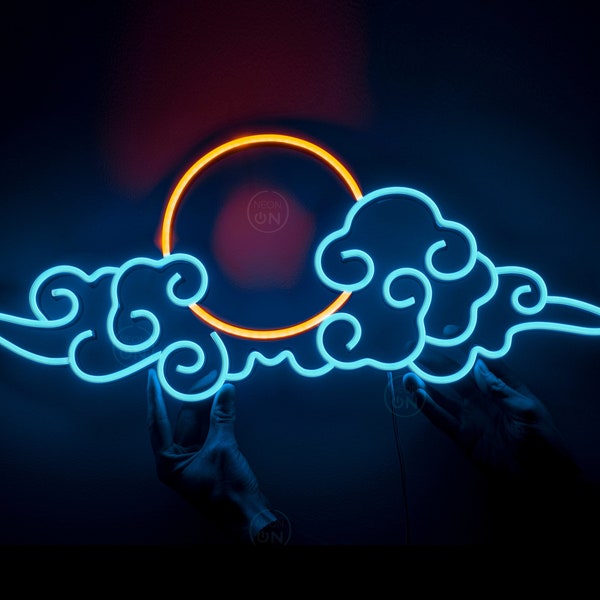 anime cloud sunset Neon Sign decor, Neon anime Sign, Wall Art, Asian Decor, Neon Light, neon Sign, Anime Art, Manga Art, anime wall art