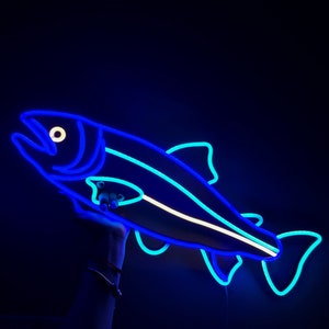 salmon fish Neon Sign salmon decor Led sea  Art Light Sign Led Logo sailor Wall Décor Neon Sign Party Room Decoration salmon neon bedroom