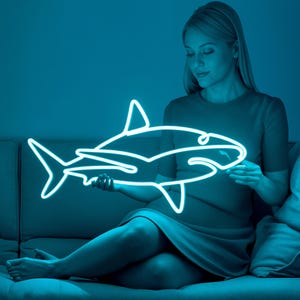 Shark neon sign LED Light – custom neon sign Shark  Ocean Fans, Beach Bars, Surf Rooms, Underwater Glow Wall Art, neon sign bedroom
