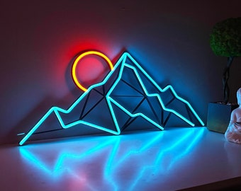 mountain neon wall art landscape Neon Sign neon art, Mountain Art Light Sign, Led light Wall Decor, mount decor, Custom Neon Sign, gift man
