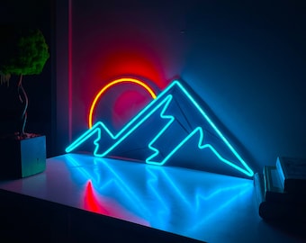 Mountain Neon Sign  LED Wall Art, Custom Neon Light, Neon Wall Decor, Neon Art Sign, LED Light Sign for Room, Man Cave Gift Neon Decor