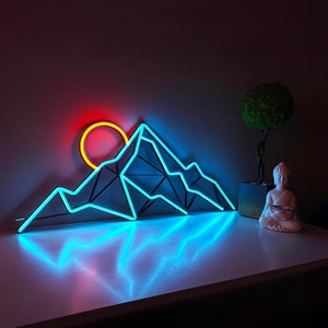 mountain neon wall art landscape Neon Sign neon art, Mountain Art Light Sign, Led light Wall Decor, mount decor, Custom Neon Sign, gift man