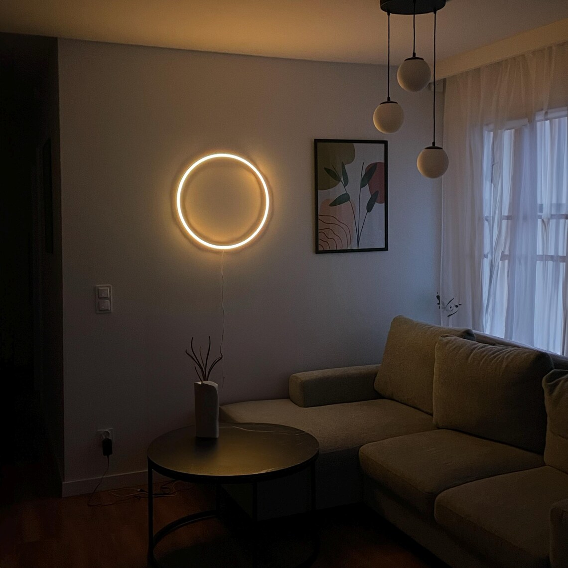 RGB Color Changing Neon Sign: Zen Circle Enso Wall Decor - Etsy