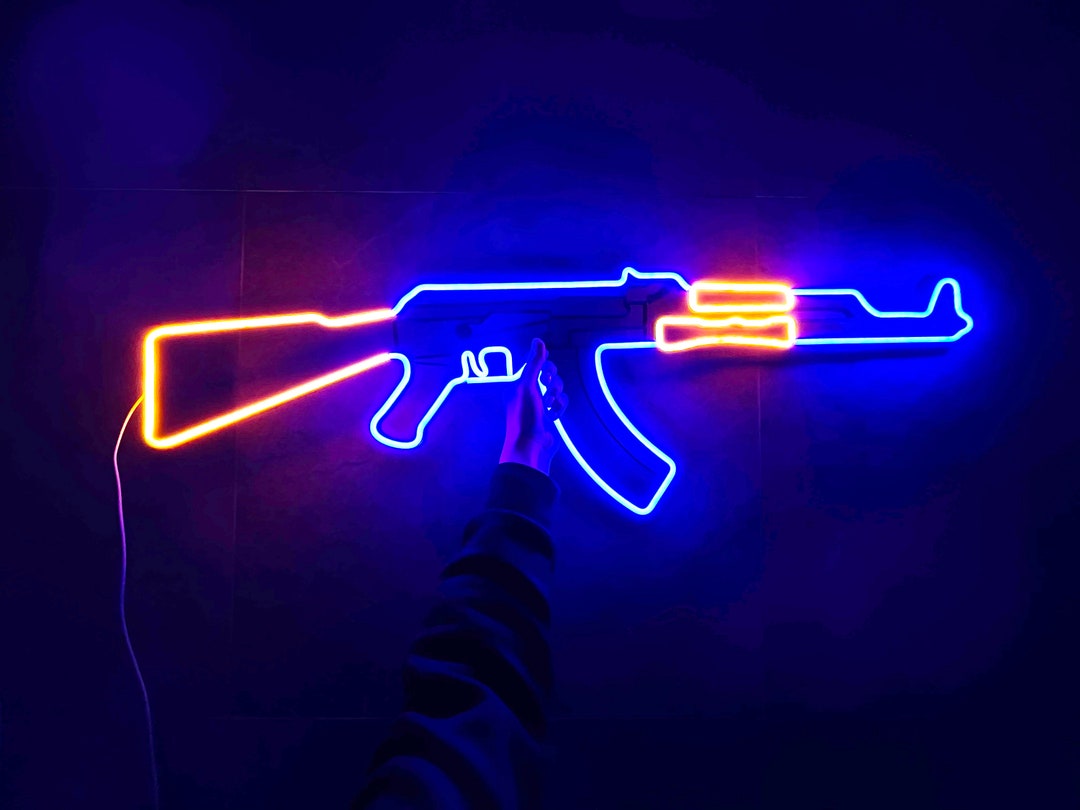 Gun Led Neon Signs AK 47 Gift Pistol LED Neon Lights Gun Wall Art Décor